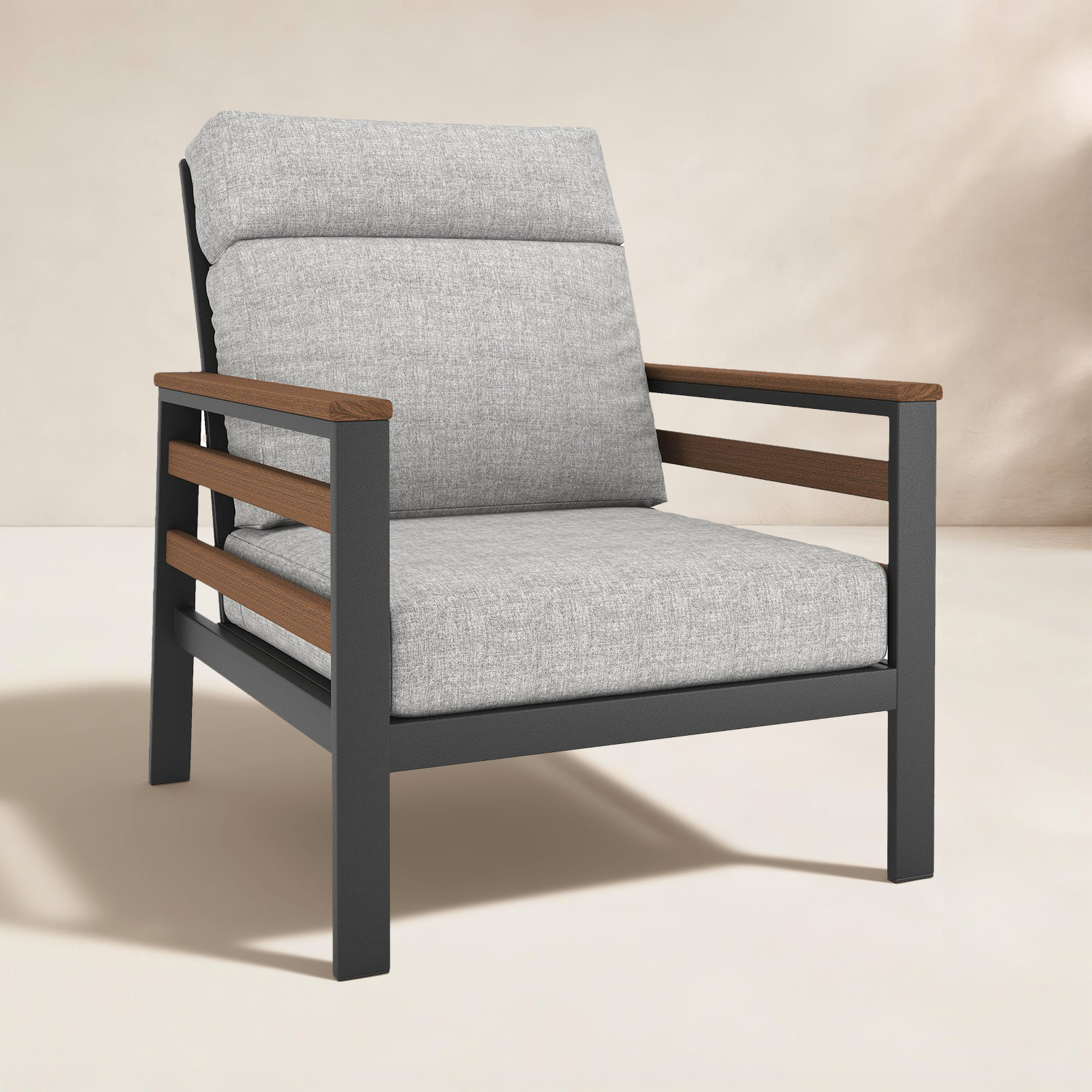 Townsend Sunbrella® Patio Lounge Chair, Brown, Canvas Granite
