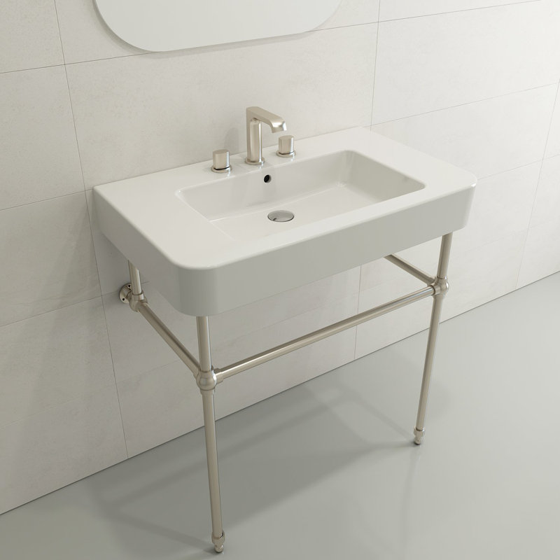 Parma 33.27'' L Bathroom Sink, Single-Hole, White