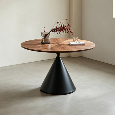 Mid-Century Walnut Round Dining Table