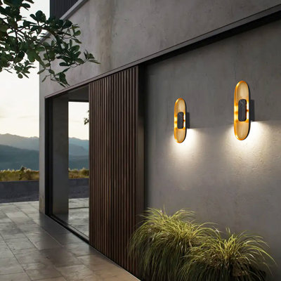 Marilyn LED Wall Sconce with Natural Marble, Brushed Brass or Aluminum Finish, 3-CCT Selectable, Dimmable, Wet Rated, ADA Compliant