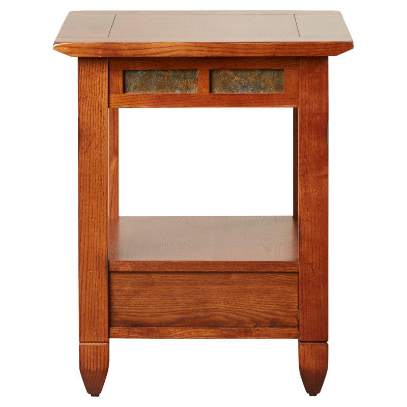 Slatestone Solid Wood End Table in Distressed Rustic Oak