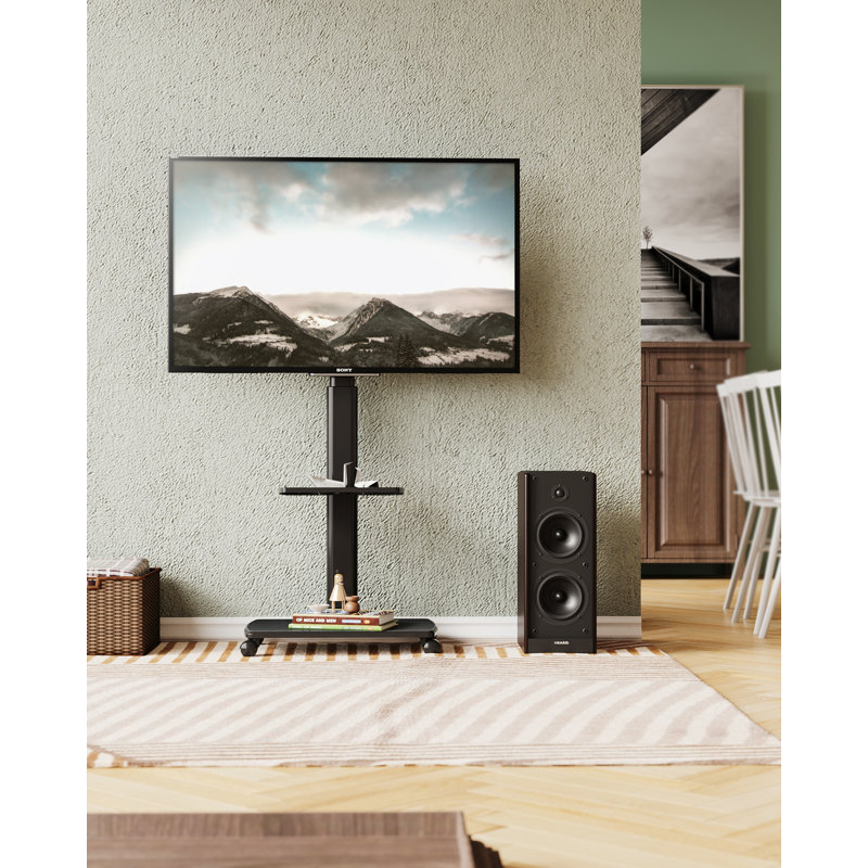 Support de plancher Abbing pour téléviseur de 32 à 70 pouces, réglage de la hauteur, Noir