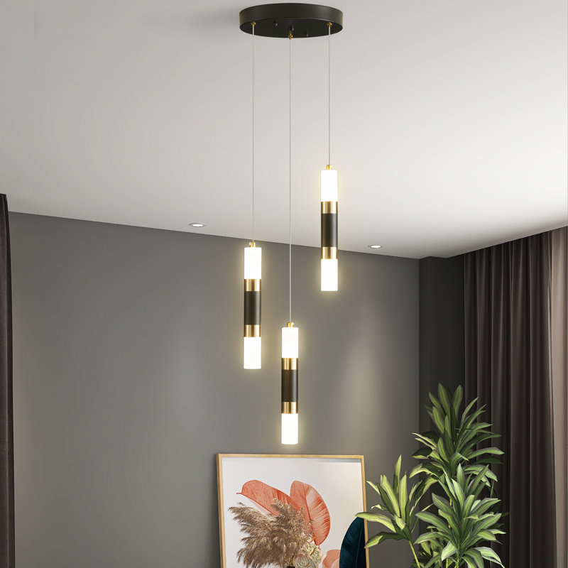 Luminaire suspendu cylindrique à 3 lumières DEL avec accents en cristal Chrisi