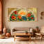 Hibiscus tropical et coucher de soleil, ensemble de 3 reproductions d'art sur toile-1137526622