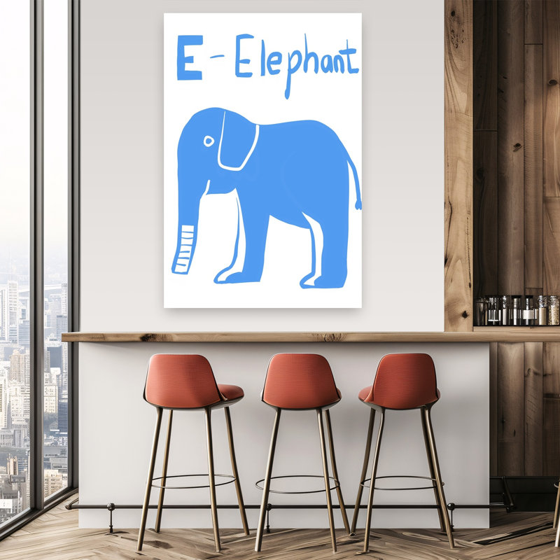 E For Elephant Contemporary Elephant Wall Art Print, 152.4cm H x 101.6cm W