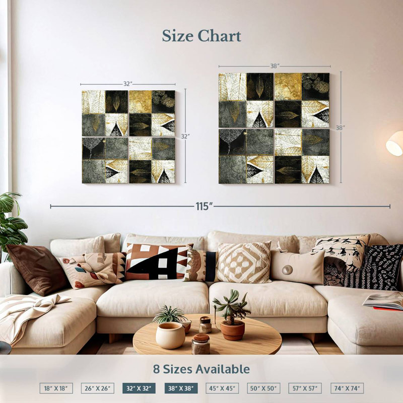 Leaf Patterned Tiles, 38" H x 38" W