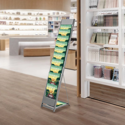 56"H 10 Tier Magazine Holder Newspaper Display Stand Detachable Rack