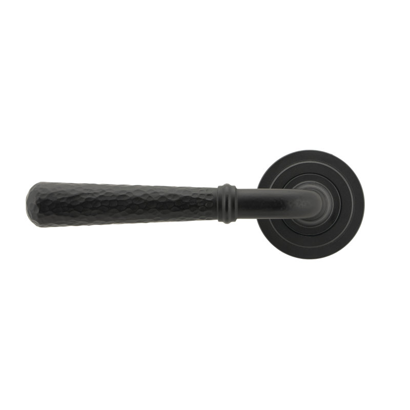 Hammered Newbury Lever on Rose Set (Art Deco) - Unsprung, Matt Black