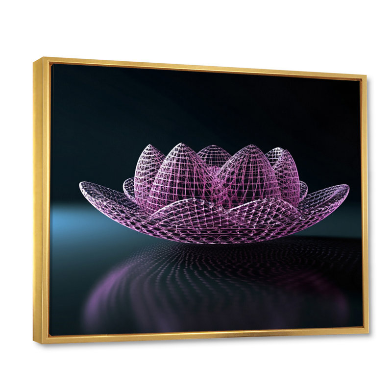 Matrice de lotus futuriste sur toile, H 12 po x l 20 po, Cadre flottant doré