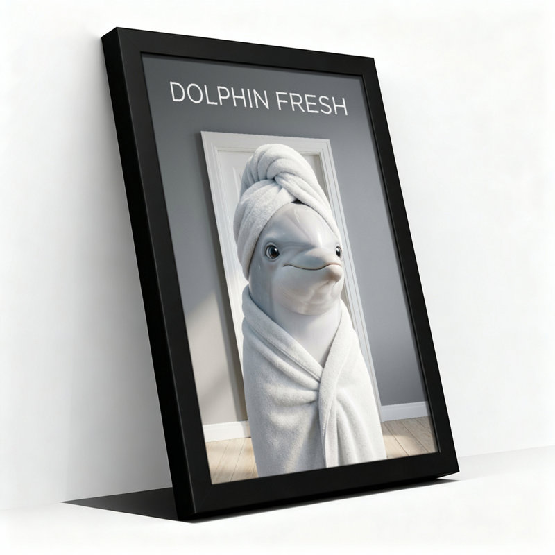 «Dolphin Fresh Animal Portrait», ensemble de 1 reproduction d'art sur toile tendue sur toile, H 18 po x l 12 po