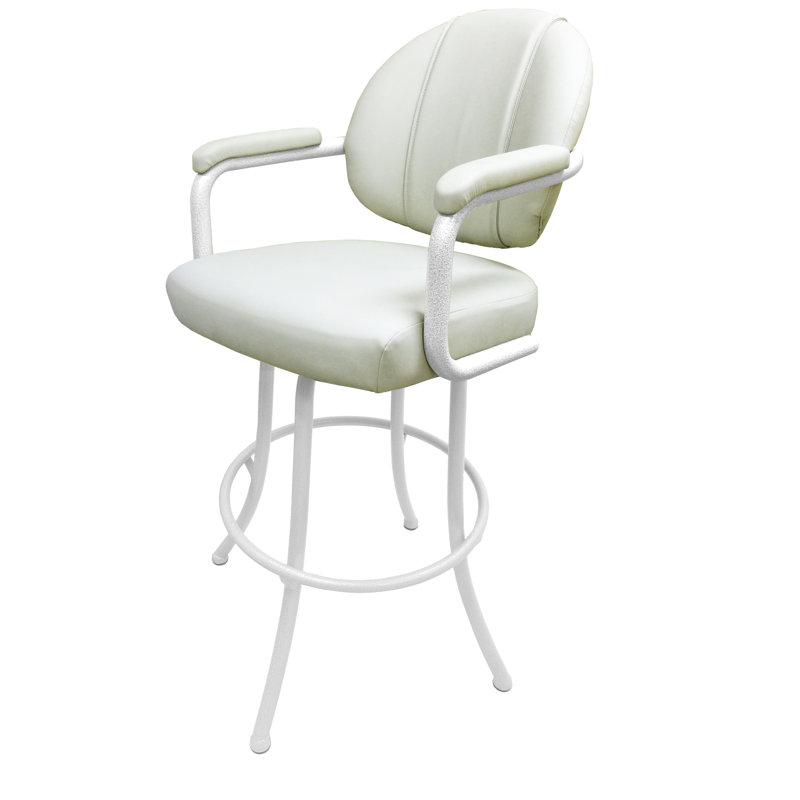 Zyair Swivel Upholstered Counter Stool, White, Beige, Bar Stool (30" Seat Height)