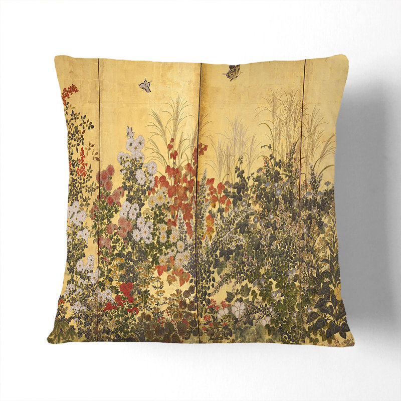 Butterflies And The Flowers Square Throw Cushion, 40cm H x 40cm W x 15cm D