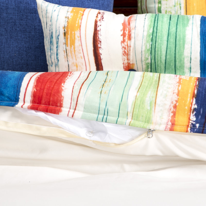 Sketchy Stripe Modern & Contemporary Polyester Striped Duvet Cover, Queen Duvet Cover + 5 Additional Pieces