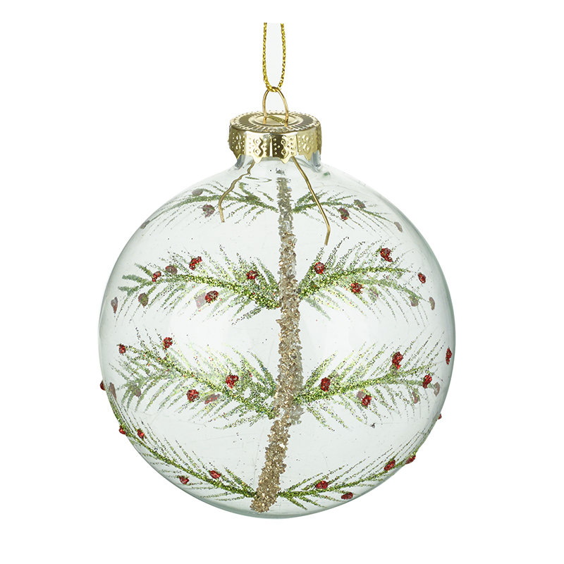 8cm Glass Plants & Flowers Bauble