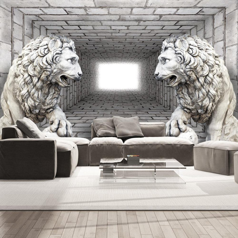 Murale Lions de pierre Ladereon, L 110 po x l 157 po