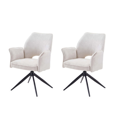 Fabric Dining Chair Set Of 2 Modern Soft Cushioned Rotating Dining Chairs, Comfortable Backrest Armchair, Kitchen/Living Room/Home Office Wheelchair