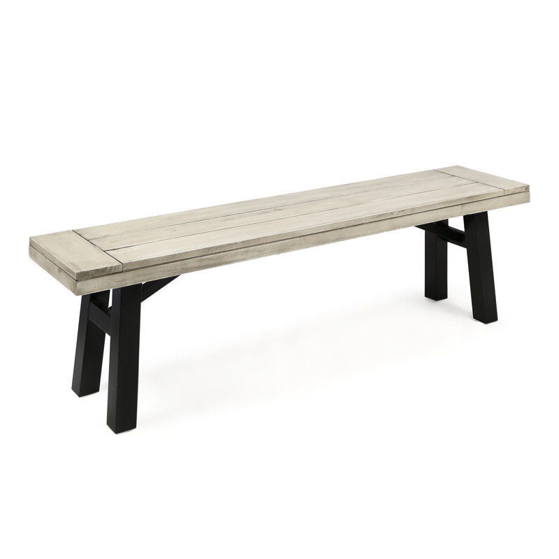 Banc en bois gris avec résistance aux intempéries et panneaux de lattes élégants, banc rustique de 63 pouces de largeur, capacité de poids de 600 lb, hauteur de 17,53