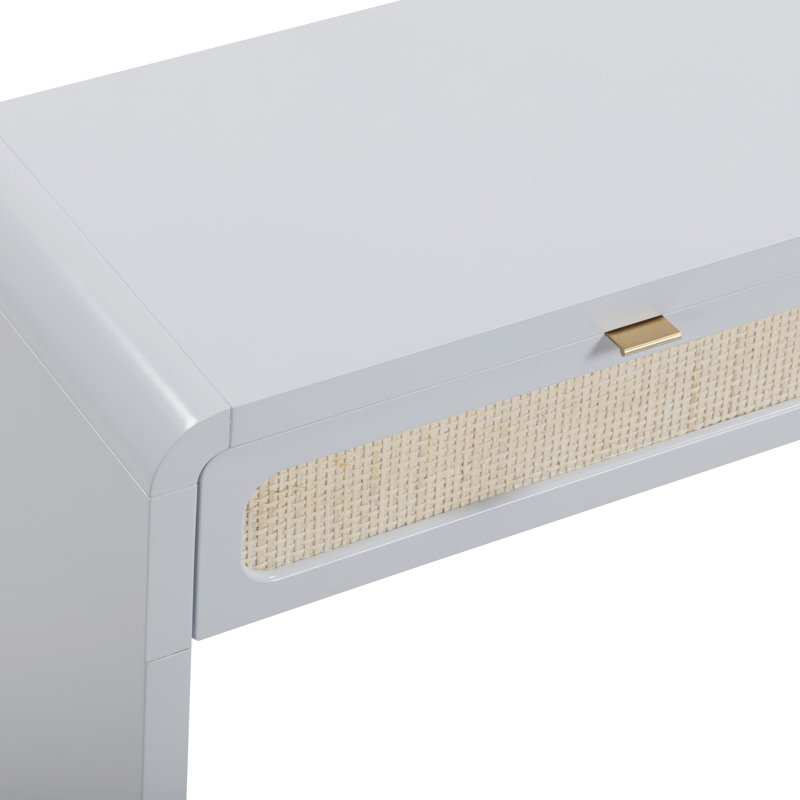Patty Pastel Blue Rattan Console Desk, Pastel Blue
