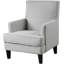 Fauteuil de salon rembourré transitionnel, chaise en lin gris clair avec garniture cloutée