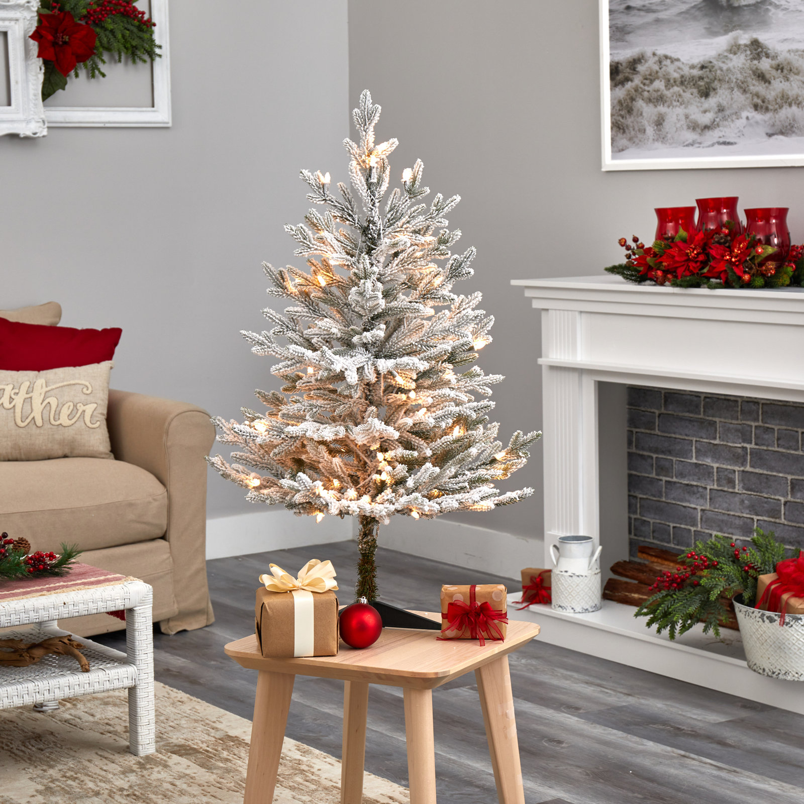 Lighted Artificial Christmas Tree, 3' H