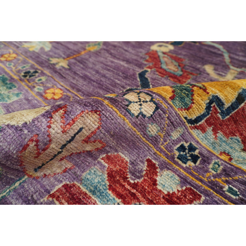 Aryana Hand Knotted Wool Oriental Area Rug in Purple