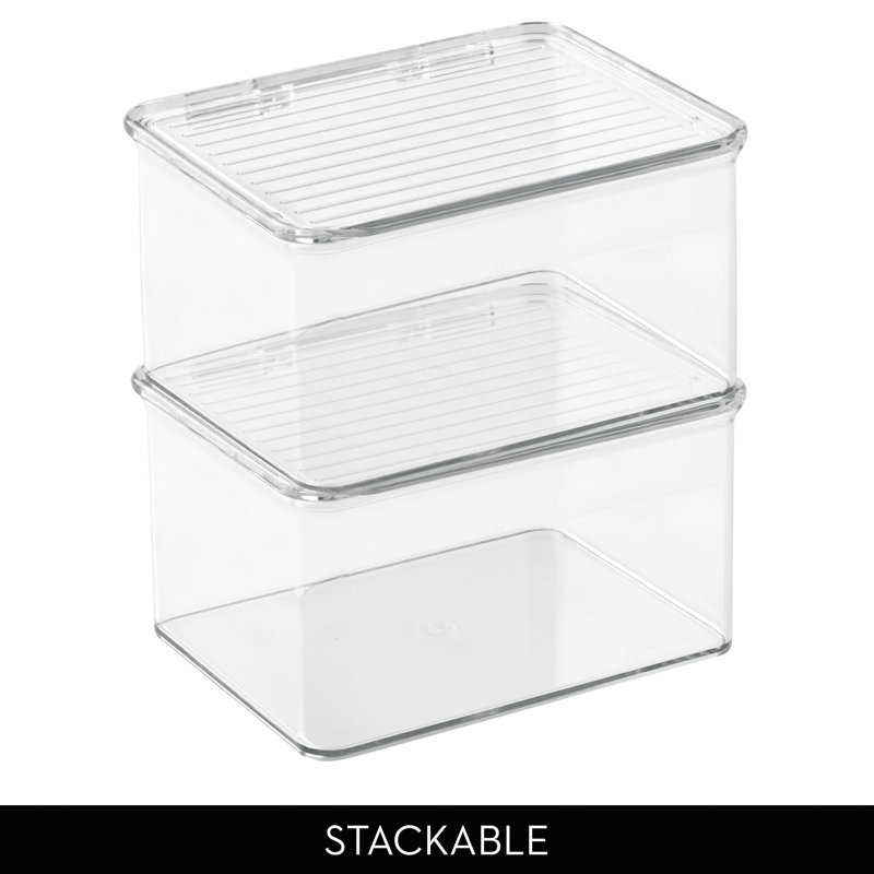 iDesign Stackable Hinged-Lid Pantry or Kitchen Storage Box - Lidded Storage Box for Organizing Cabinets and Under Sinks