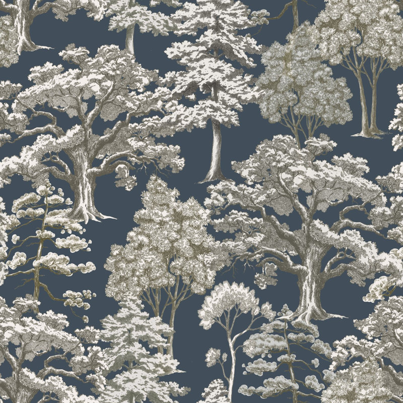 Papier peint à motif de paysage scénique, arbre, toile, forêt, adhésif rétro