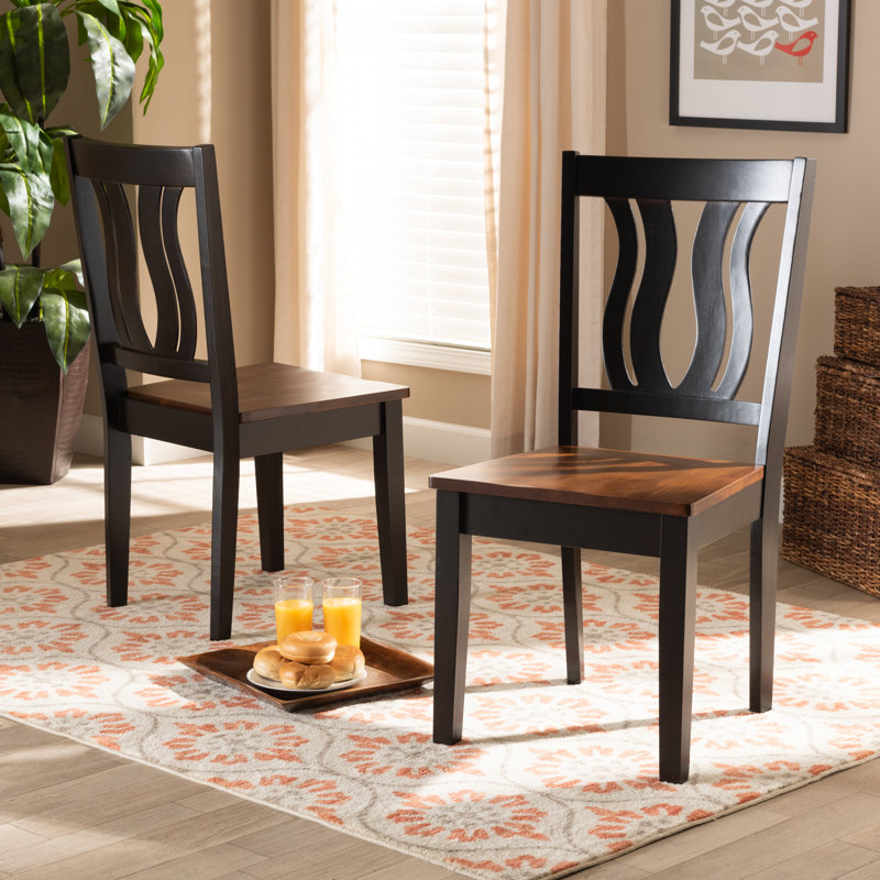 Arashel 17.7'' H Solid Wood Side Chair, Dark Brown, Walnut Brown