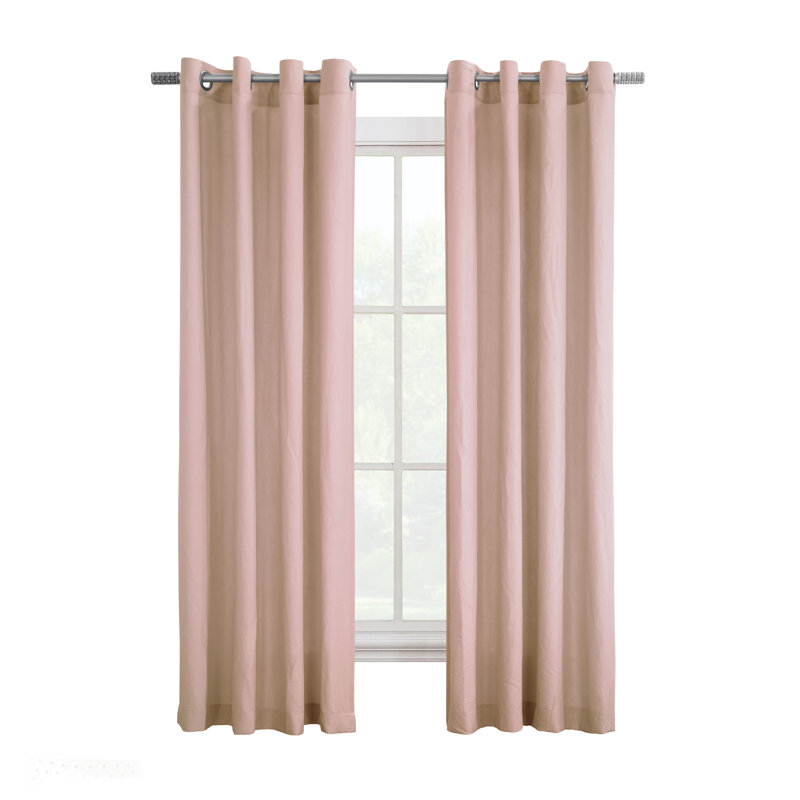 Panneau de rideau simple semi-diaphane avec œillets Philipsberg, L 52 po x L 84 po, Rose