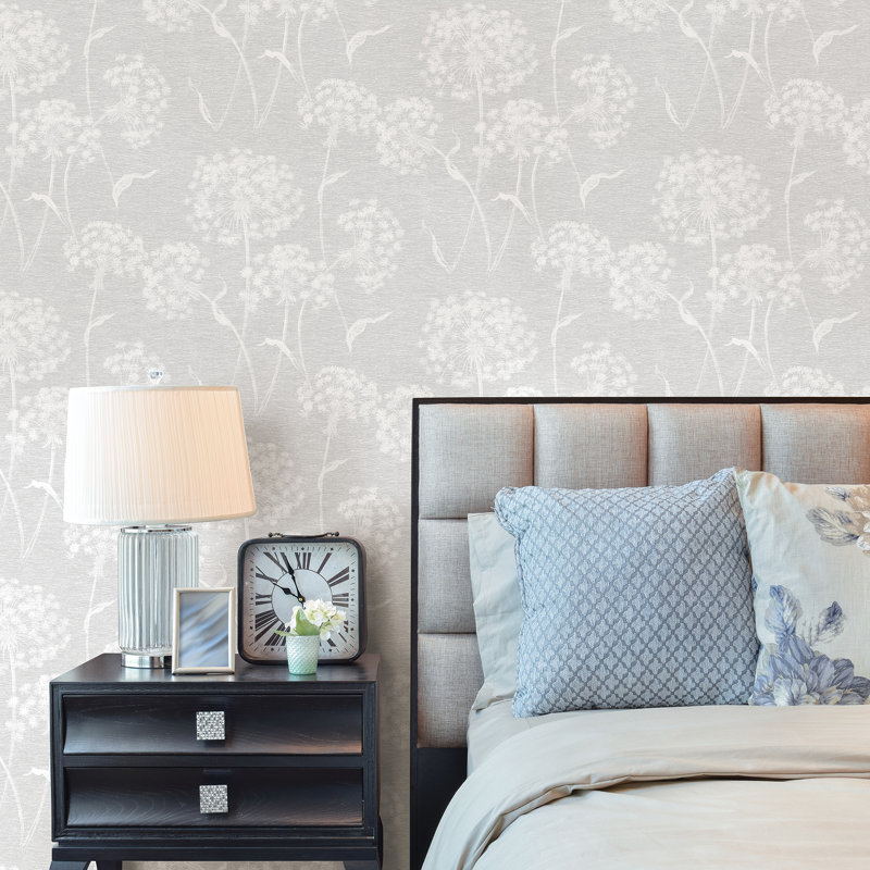 Cassius Floral Double Roll, Light Gray