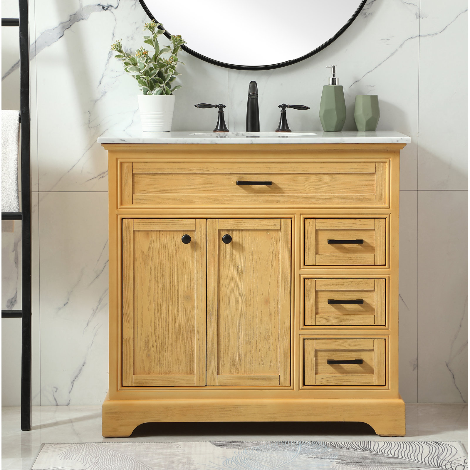 Hermes 36'' Single Bathroom Vanity, Natural Wood