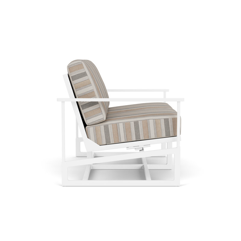 Outdoor Summit Rocker Bench with Cushions, Pewter, Purveyor Pewter, Matte White