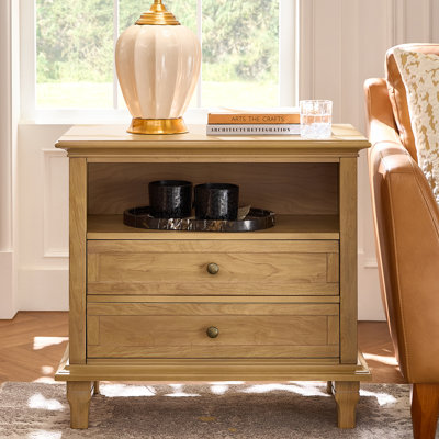 Arthelia Transitional 28.25''W 2-Drawers End table with Built-In Outlets USB Type-C and LED Light
