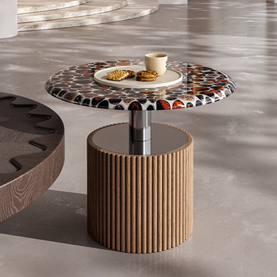 High-End Fashionable Wooden Round Coffee Table Set