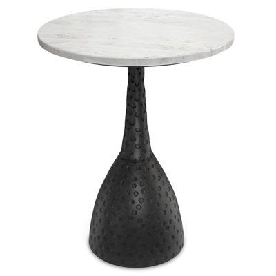 20" Black Marble Round End Table