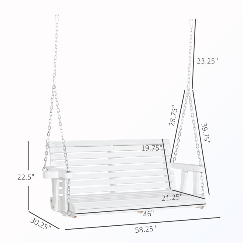Outdoor Porch Swing with Chains and Cup holders