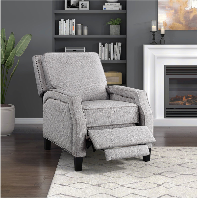 Fauteuil inclinable à dossier poussoir en tissu de chenille de style transitionnel avec repose-pieds à pression 1 pièce