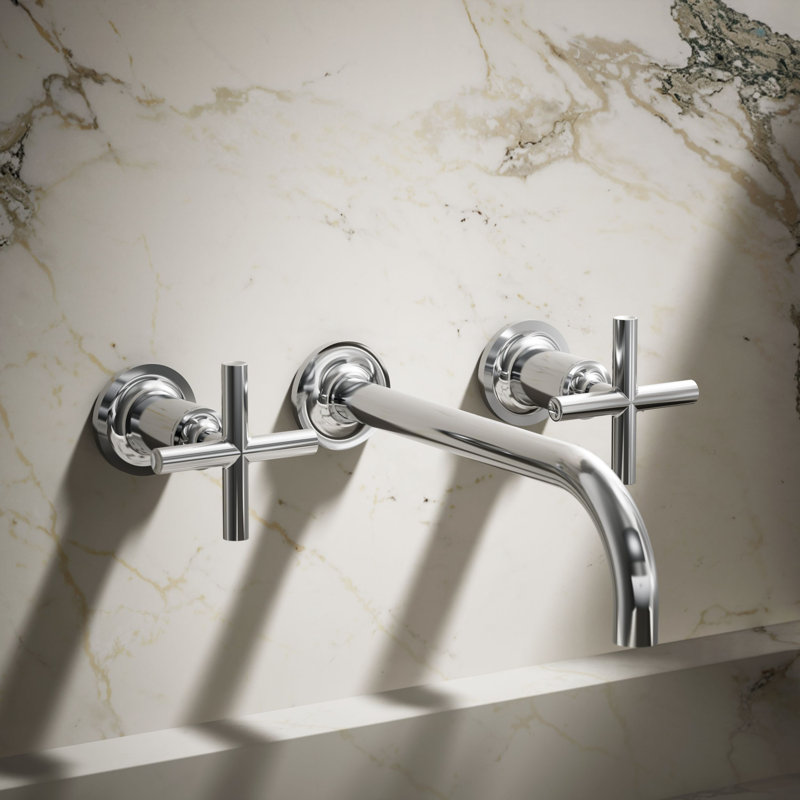 Purist® Wall Mounted Bathroom Faucet, Polished Chrome, Cross Handle