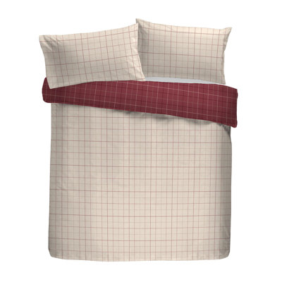 Cotton Chequered Duvet Cover Set with Pillowcases