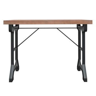 Pulido Fir Rectangular Wood Top Dining Table with Iron Base