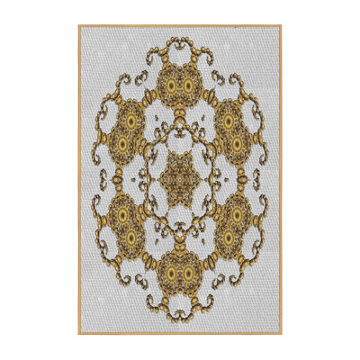Tapis jaune/gris tissé à la machine