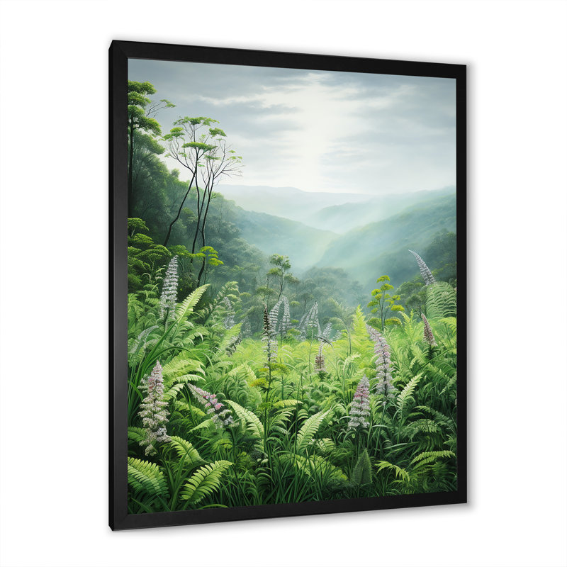 «Pink Ferns Hill In Canada IV», reproduction sur toile, Cadre simple noir, H 32 po x l 24 po x P 1 po