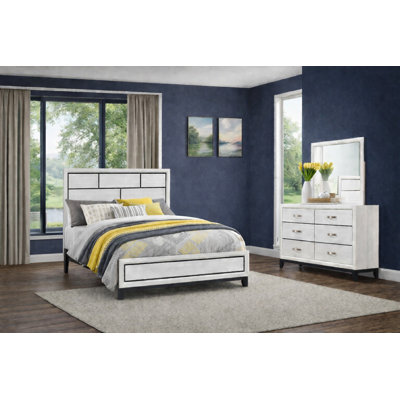 Modern Panel Bedroom Set in Chalk Finish