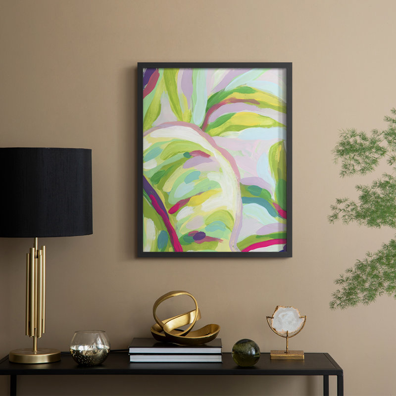 Impression encadrée Bright Tropical Abstraction III - bois massif, Noir, noir, noir, noir, H 11 po x l 9 po