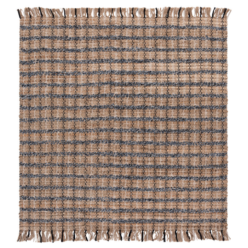 Holten Hand Woven 0.85 Jute 0.15 Cotton Checkered Rug, Square 6'