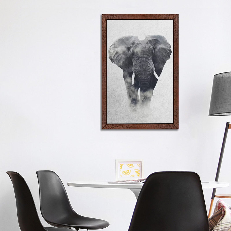 Elephant by Andreas Lie - Floater Frame Print on Canvas, 101.6 cm H x 66.04 cm W, Brown Framed