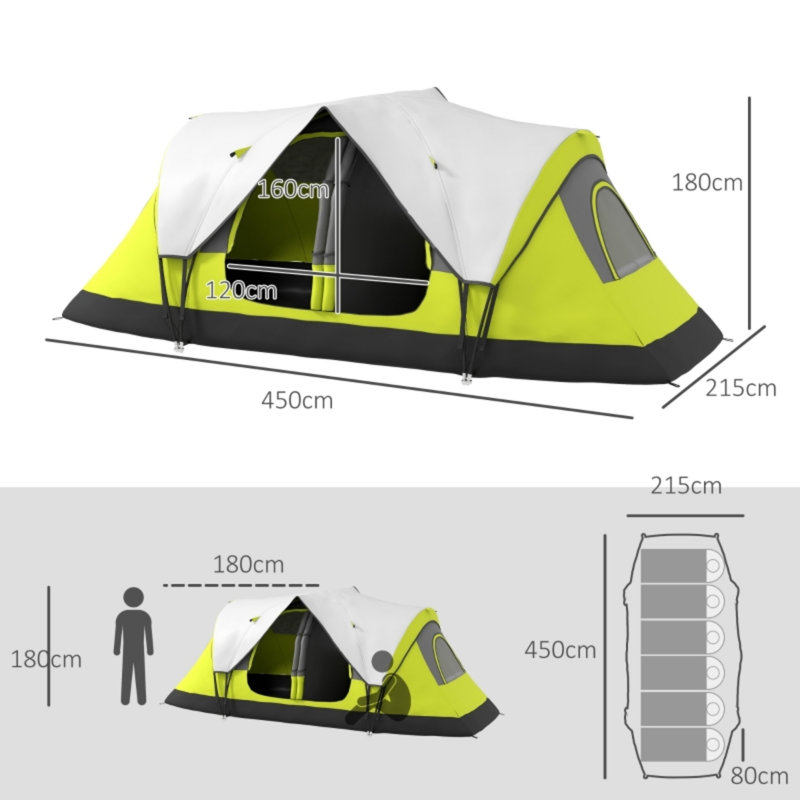 6 Person Tent, Yellow