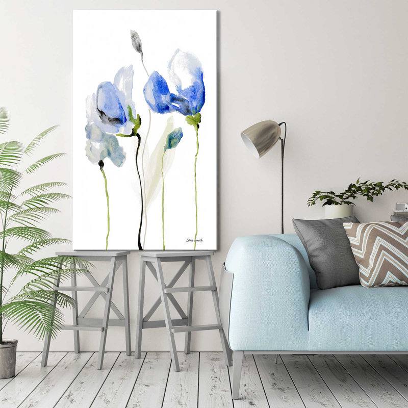 «All Poppies II» par - Peinture, Toile tendue, H 30 po x l 18 po x P 1 po