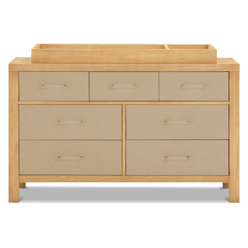 Eloise 7-Drawer Assembled Dresser, Honey/Performance Sand Eco-Weave