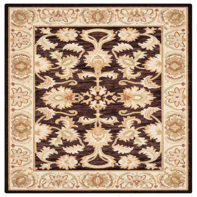 Beachampton Hand Tufted Wool Eco-Friendly Area Rugs - Square, Brown Beige Color, Oriental Design, High Pile Thick Handmade Anti Skid Area Rugs for Living Room, Bed Room